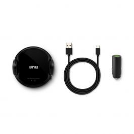 iSTYLE SENSOR WIRELESS CAR CHARGER 15W/10W/7.5W/5W - black + 18W car charger (bundle)