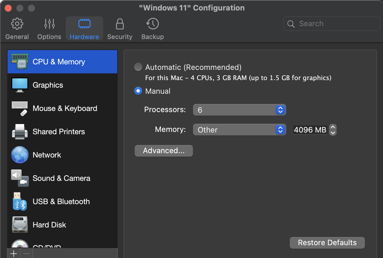 Konfiguratsiya na Parallels Desktop na Mac